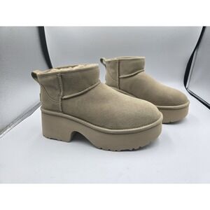 UGG CLASSIC ULTRA MINI HEIGHTS Beige SUEDE WOMEN'S BOOTS SIZE US 8